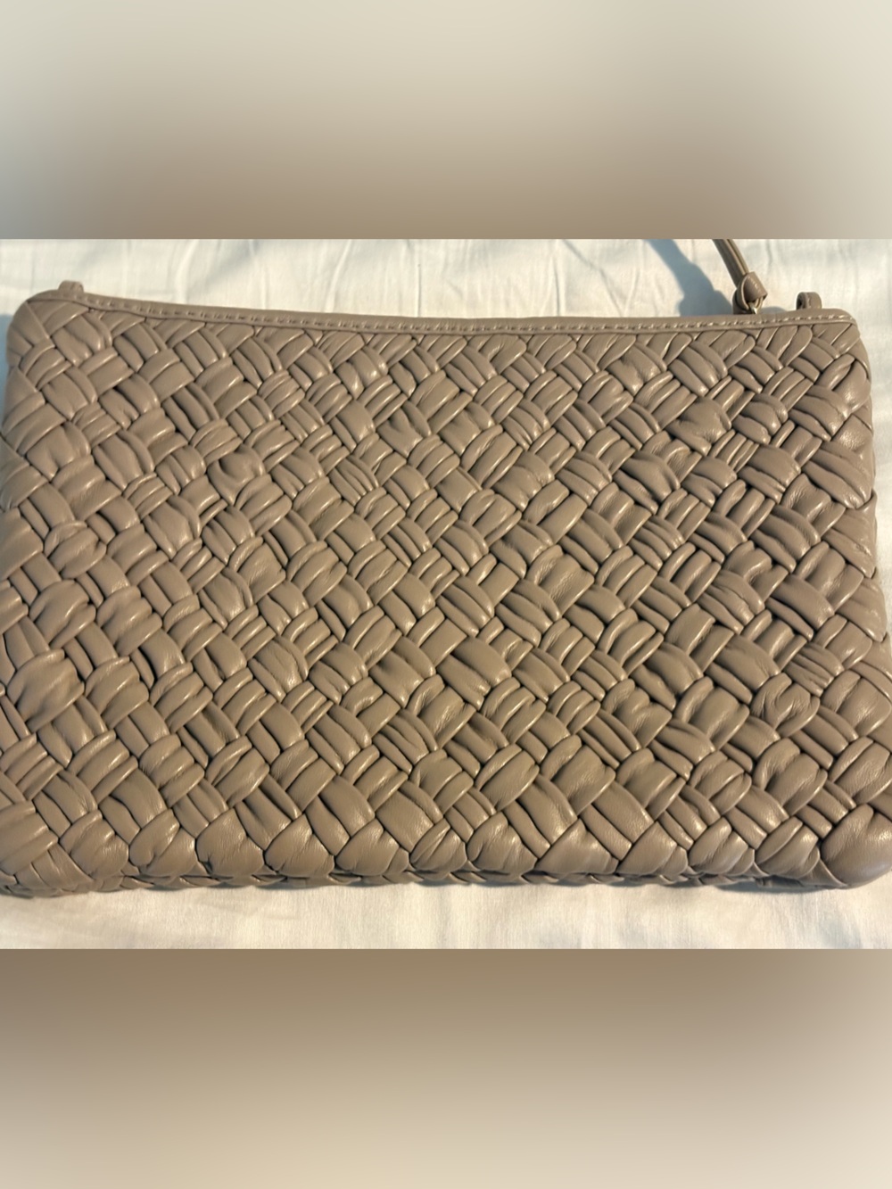 Clare V. Puffy Woven Leather Clutch with tabs in Dove - Picture 11 of 14